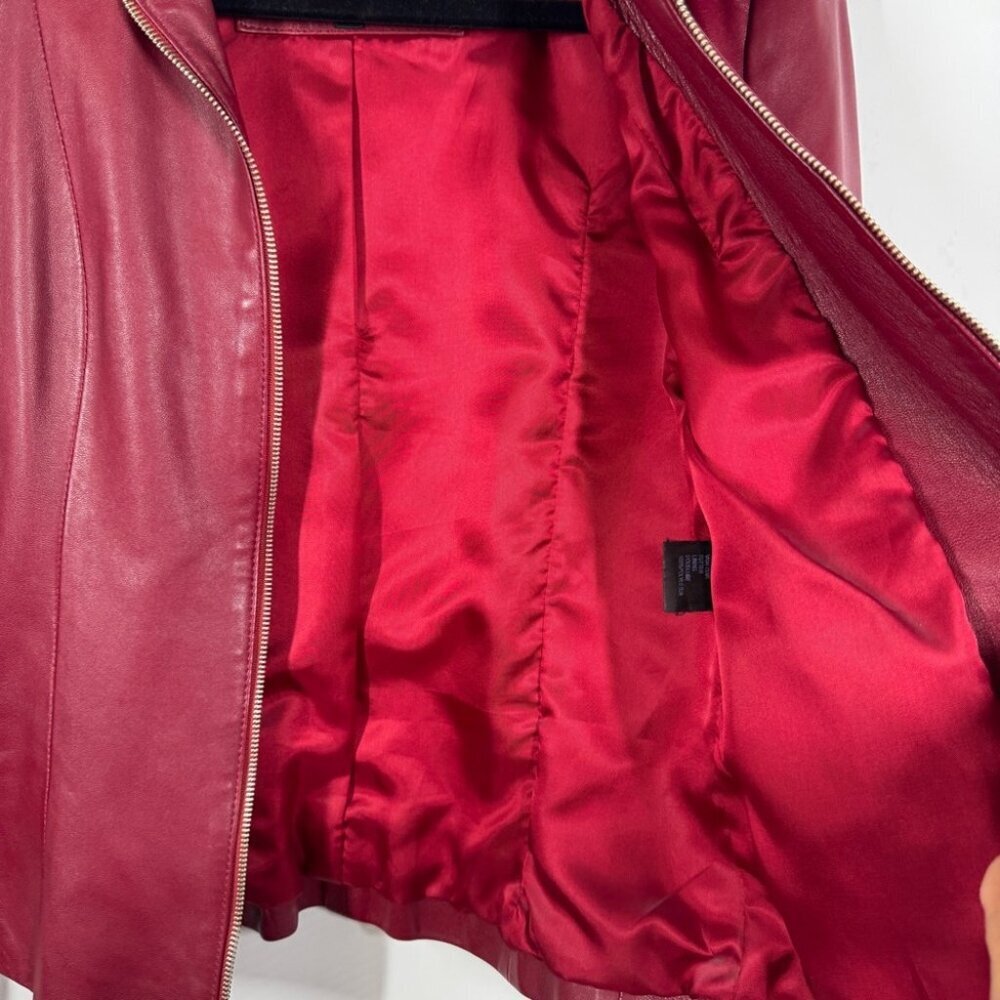 Boutique of Leathers Canada Burgundy Red Genuine Leather Zip Moto Jacket Small - Picture 11 of 15